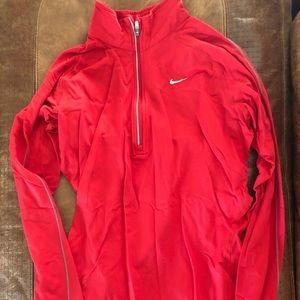 Nike Dry Fit Red 1/4 Zip Top S